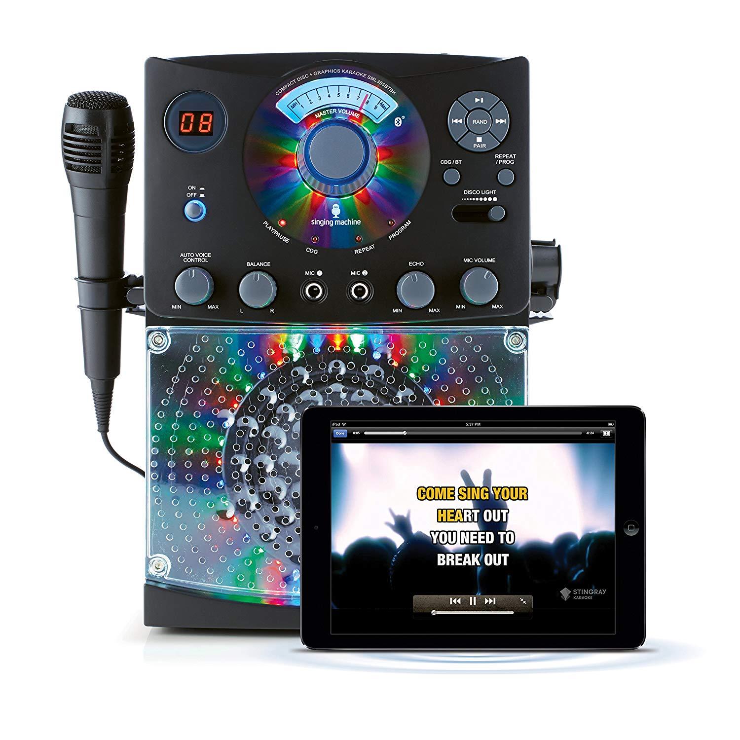 Singing Machine Karaoke SML385BTBKwith Bluetooth, Multi Color LED Lights (Black)