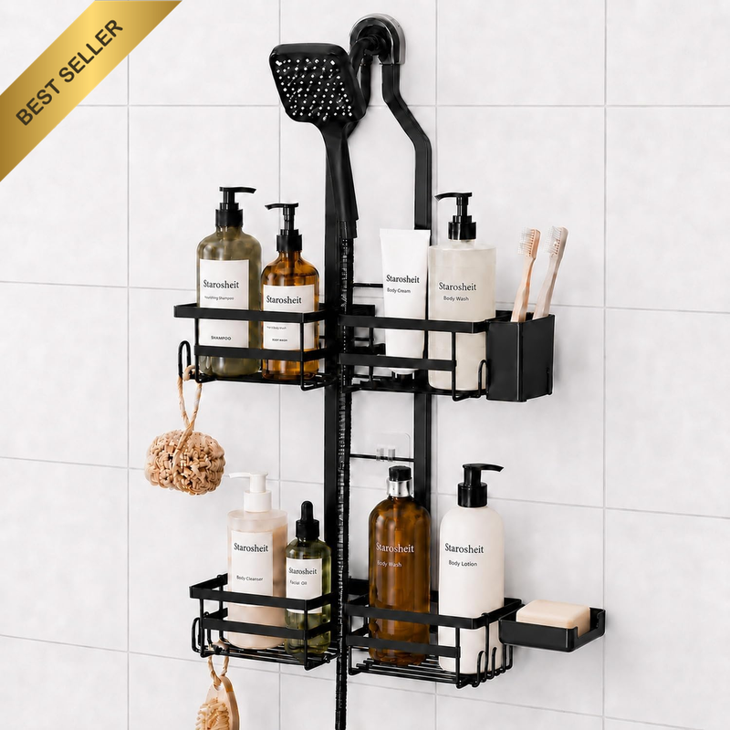 Shower Caddy Hanging for Handheld Showerheads, 2-Tier Adjustable Split Shower Or