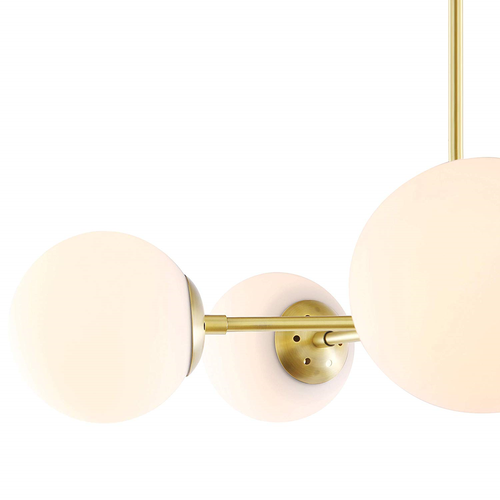 Light Society Grammercy 5-Light Chandelier Pendant, Brushed Brass with White Mid