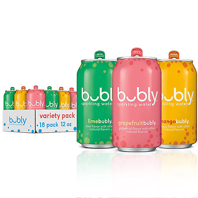 Bubly Sparkling Water Tropical Thrill 3 Flavor Variety Pack 12 FlOz (Pack of 18)