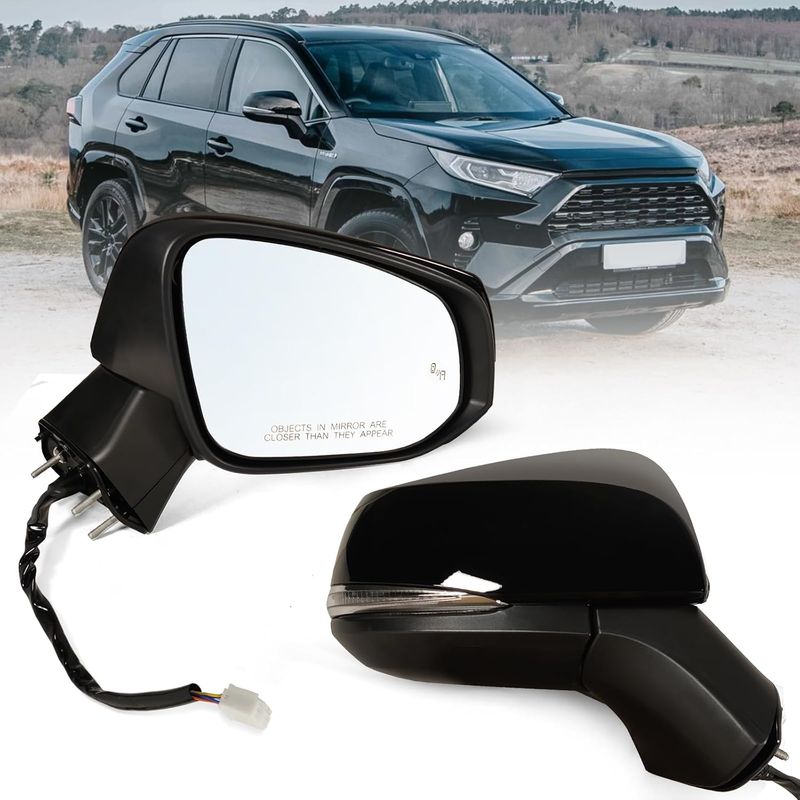 Right Passenger Mirror Heated Turn Signal BSM 8 Pins for 2019-2025 Toyota RAV4