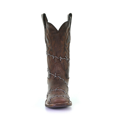 Pre-owned Corral Boots Corral Womens Barbed Wire Cowboy Boots Leather Chocolate In Brown