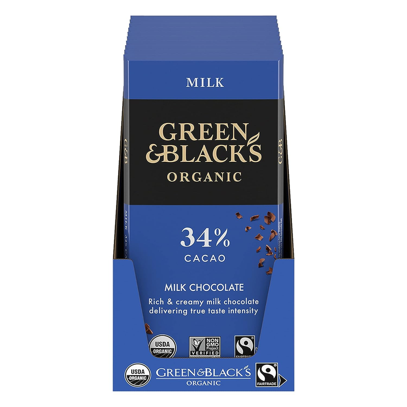 Organic Milk Chocolate Bar, 34% Cacao, 10 - 3.17 Oz Bars