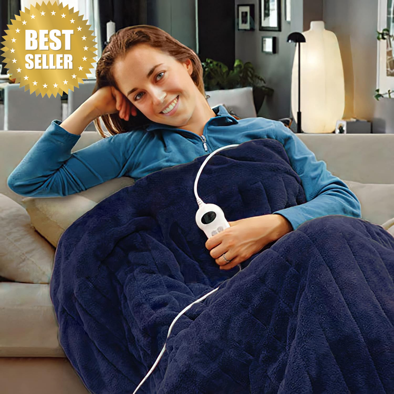 Electric Heated Throw Rug Snuggle Blanket 9 Smart Heat Settings Timer Control Wa