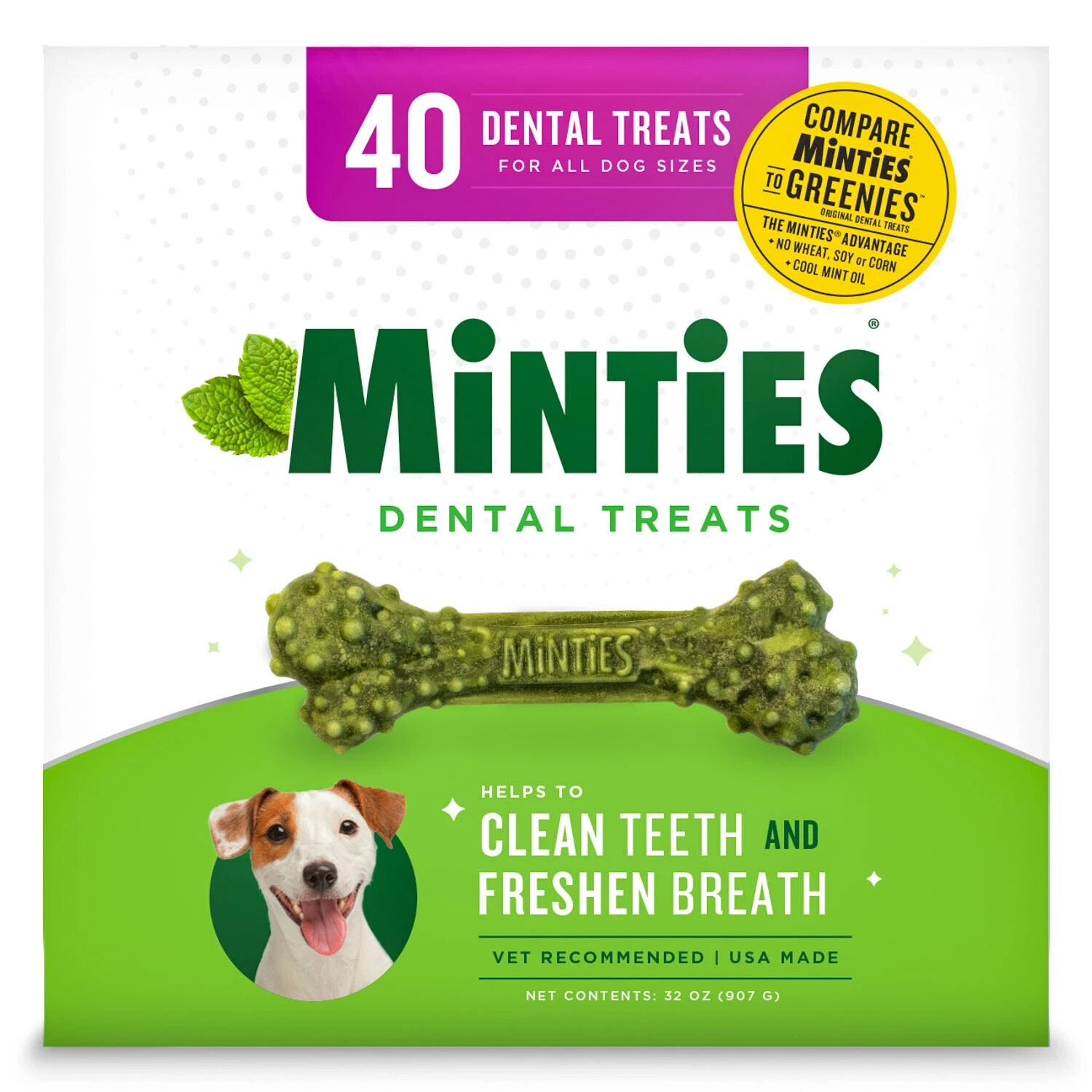 Minties Dental Dog Bone Treats, Maximum Mint (40 ct.) Free 
