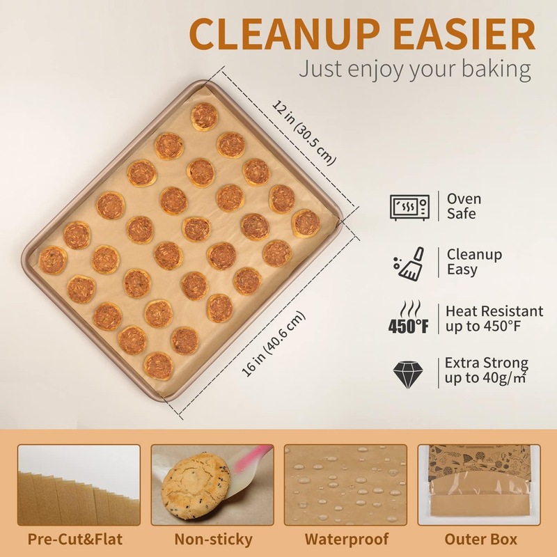 200 Pcs Unbleached Parchment Paper Baking Sheets, 12x16 Inch Baking Paper, Precu