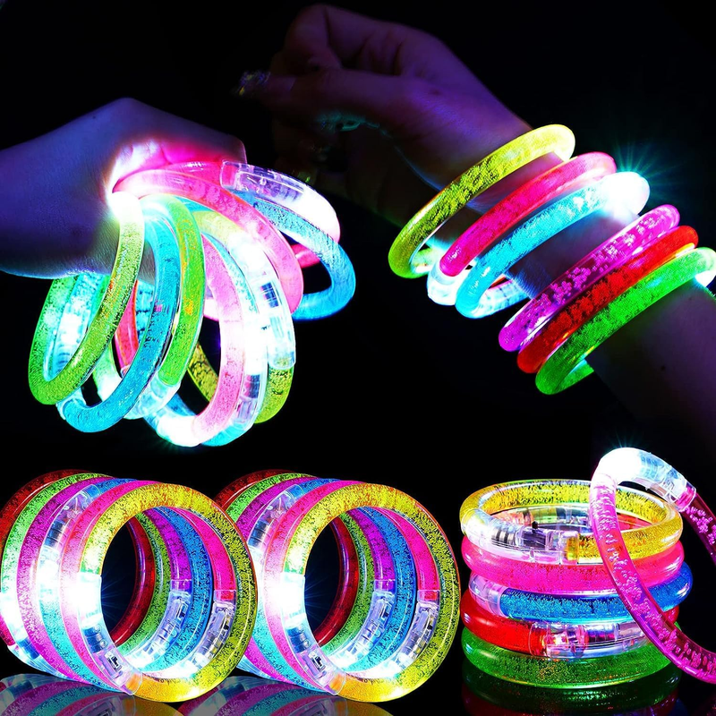 24Pcs Glow in the Dark Party Supplies for Kids/Adults, Flashing Light up Toys LED Bracelets Halloween Glow Sticks, Mardi Gras Party Favors Carnival Birthday Concert Gifts Accessory
