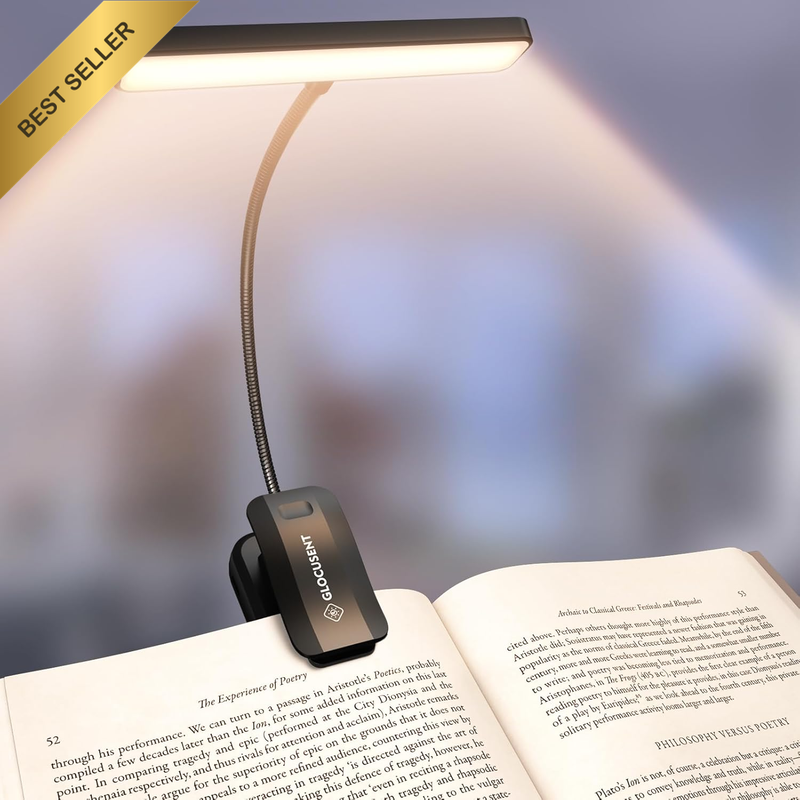 26 LED Rechargeable Book Light 5 Amber Colors & Stepless Dimming Brightness Book