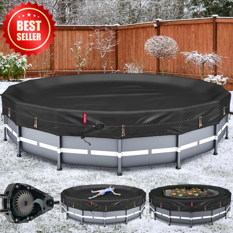 18 FT Round Pool Cover Above Ground Winter Windproof Ratchet Rings US