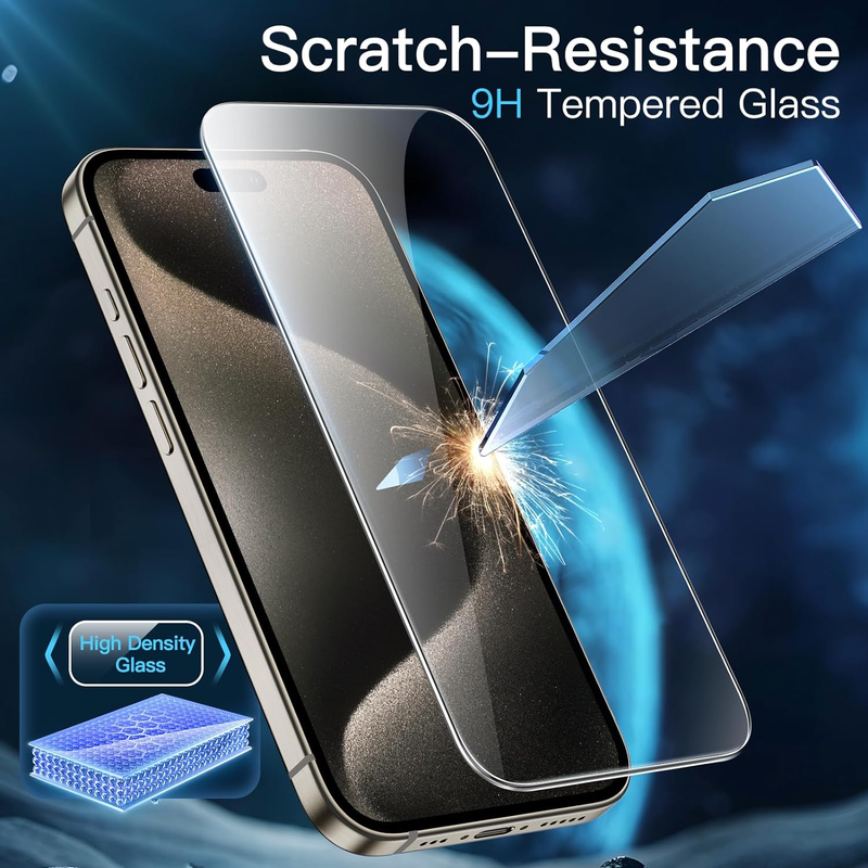 Screen Protector for iPhone 15 Pro Max 6.7-Inch, Tempered Glass Film with Easy I