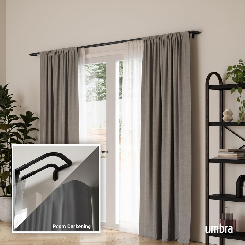 Twilight Double Curtain Rod Set – Wrap Around Design Ideal for Blackout or Room