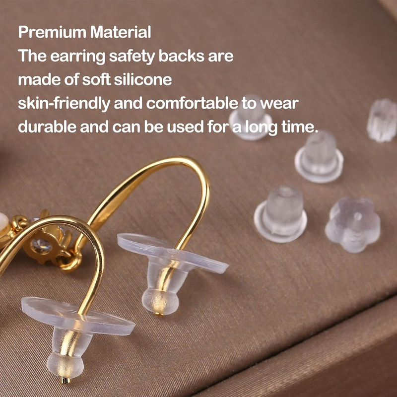 Silicone Earring Backs for Studs, 600pcs 6 Styles Clear Hypoallergenic Rubber Ea