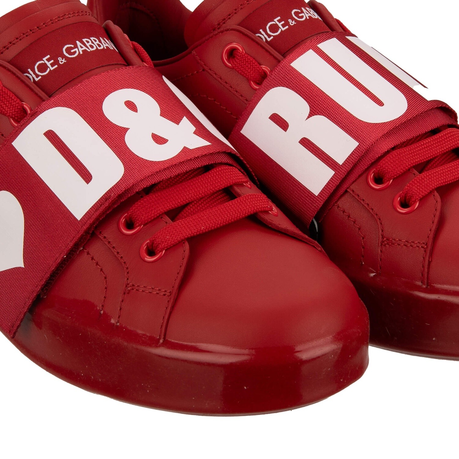 Pre-owned Dolce & Gabbana D&g Rules Logo Heart Lace Sneaker Portofino White Red 09406