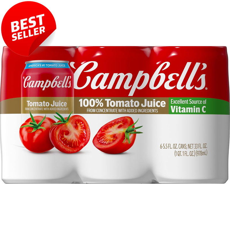 Tomato Juice 5.5oz Cans 6 Pack 100% Pure Ready to Drink - US