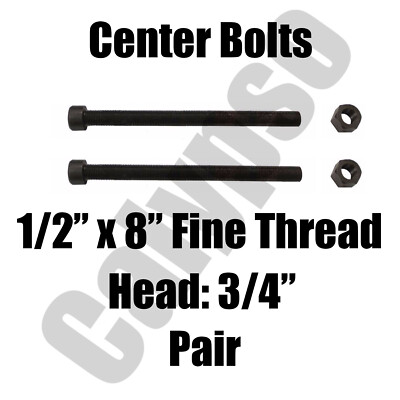 Leaf Spring Center Bolt - 1/2 x 8 (PAIR) Fine Threaded Leaf Bolts with Nuts