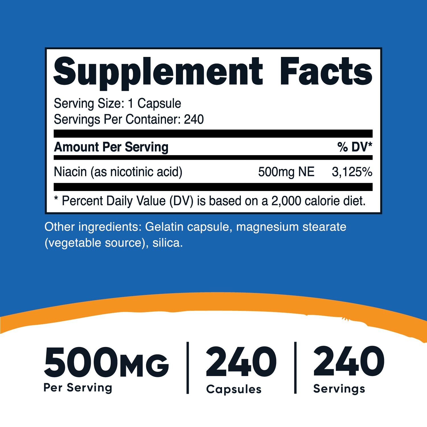 Nutricost Niacin (Vitamin B3) 500mg, 240 Caps - Gluten Free and Non-GMO