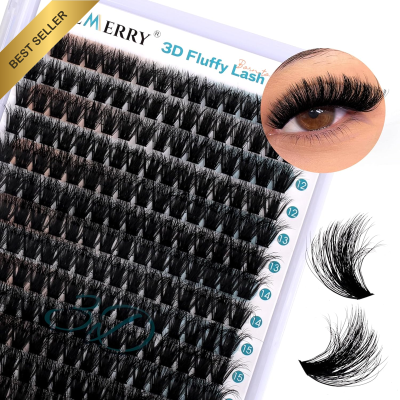 Fluffy Lash Clusters 3D Effect 280Pcs Cluster Lashes 10-18Mm Mixed Volume Lash E
