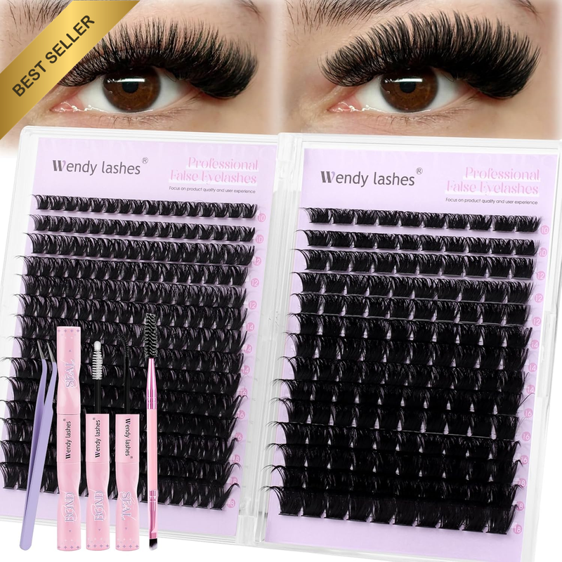 WENDY Lash Clusters Kit, 100D+200D Cluster Lashes D Curl Individual Eyelashes Na