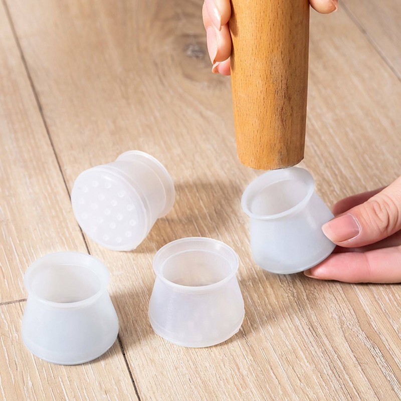 12pcs Square Silicone Chair Leg Caps Table Cover Feet Pads Floor