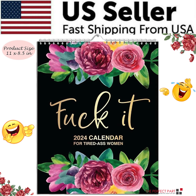 2024 Calendar For Tired-Ass Women Swear Word 12 Month Weekly Daily Wall  Planner | eBay