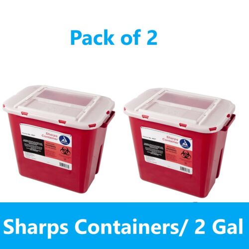 Sharps Container 2 Gallon Biohazard Needle Disposal Doctor Tattoo - 2 Pack