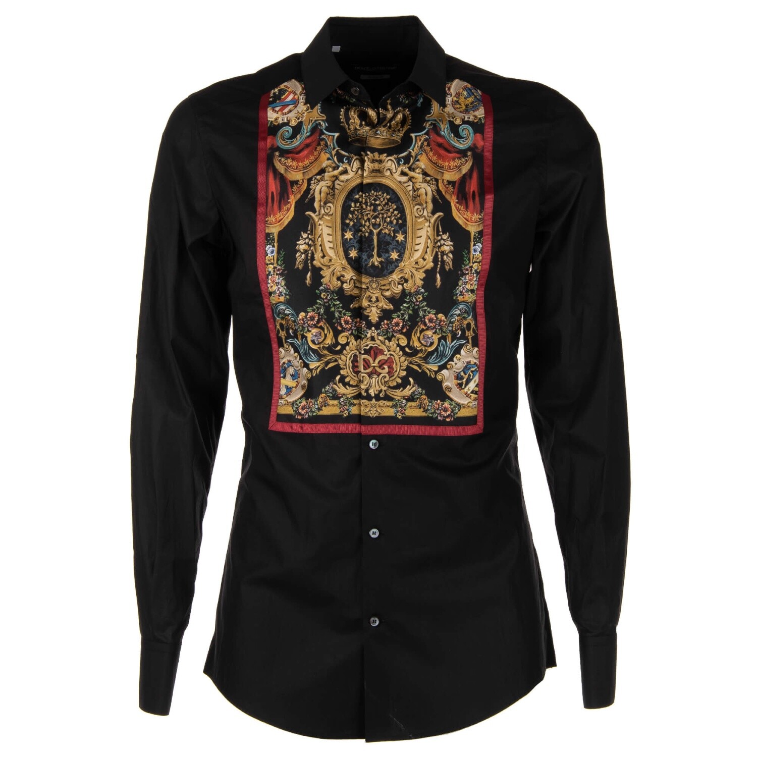 

Рубашка из шелкового хлопка DOLCE - GABBANA GOLD Heraldy Crown Angel, черная 12221, Черный