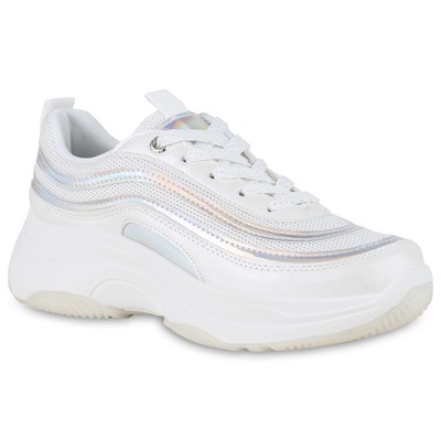 Damen Plateau Sneaker Holo Metallic Freizeit Turnschuhe Damen Plateau Sneaker Holo Metallic Freizeit Turnschuhe
