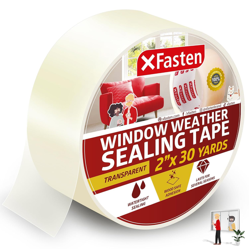 Transparent Window Weather Sealing Tape, 2-Inch X 30 Yards