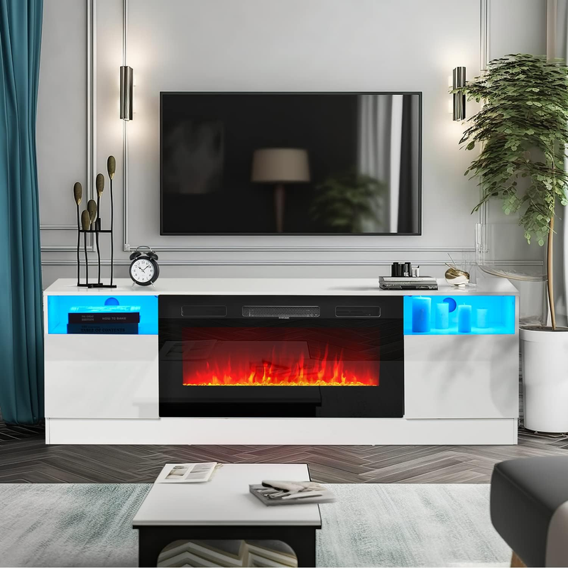 With 36" Electric Fireplace, Led Light Entertainment Center,