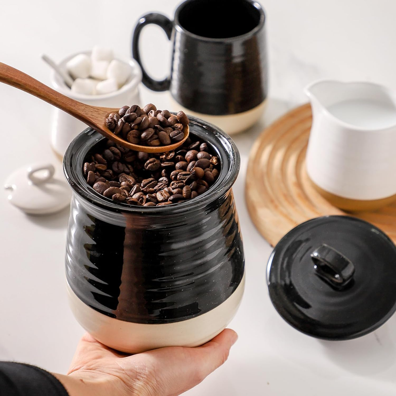Ceramic Food Storage Jar with Airtight Lid, Coffee Cookie Containers for Kitche