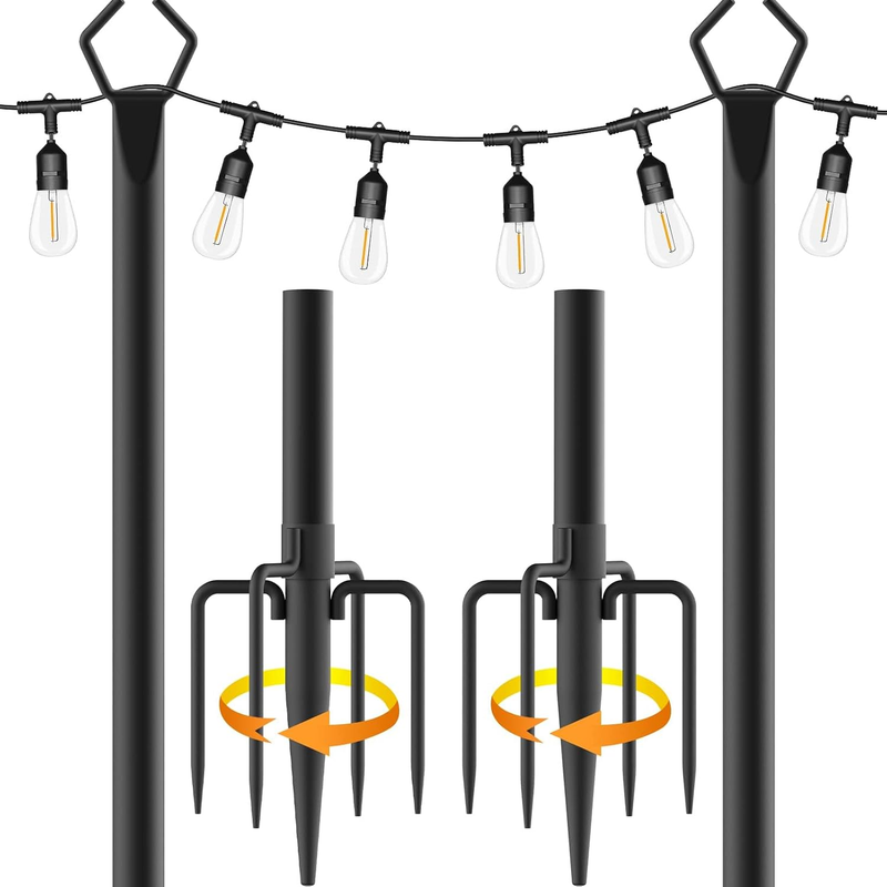 2 Pack String Light Poles,10 Ft Light Poles for outside String Lights,Outdoor Li