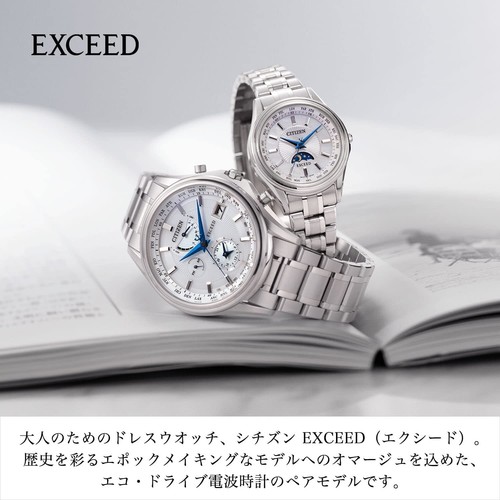 Pre-owned Citizen Exceed At9130-69w Titanium Solar Radio Eco-drive Watch Men Japan