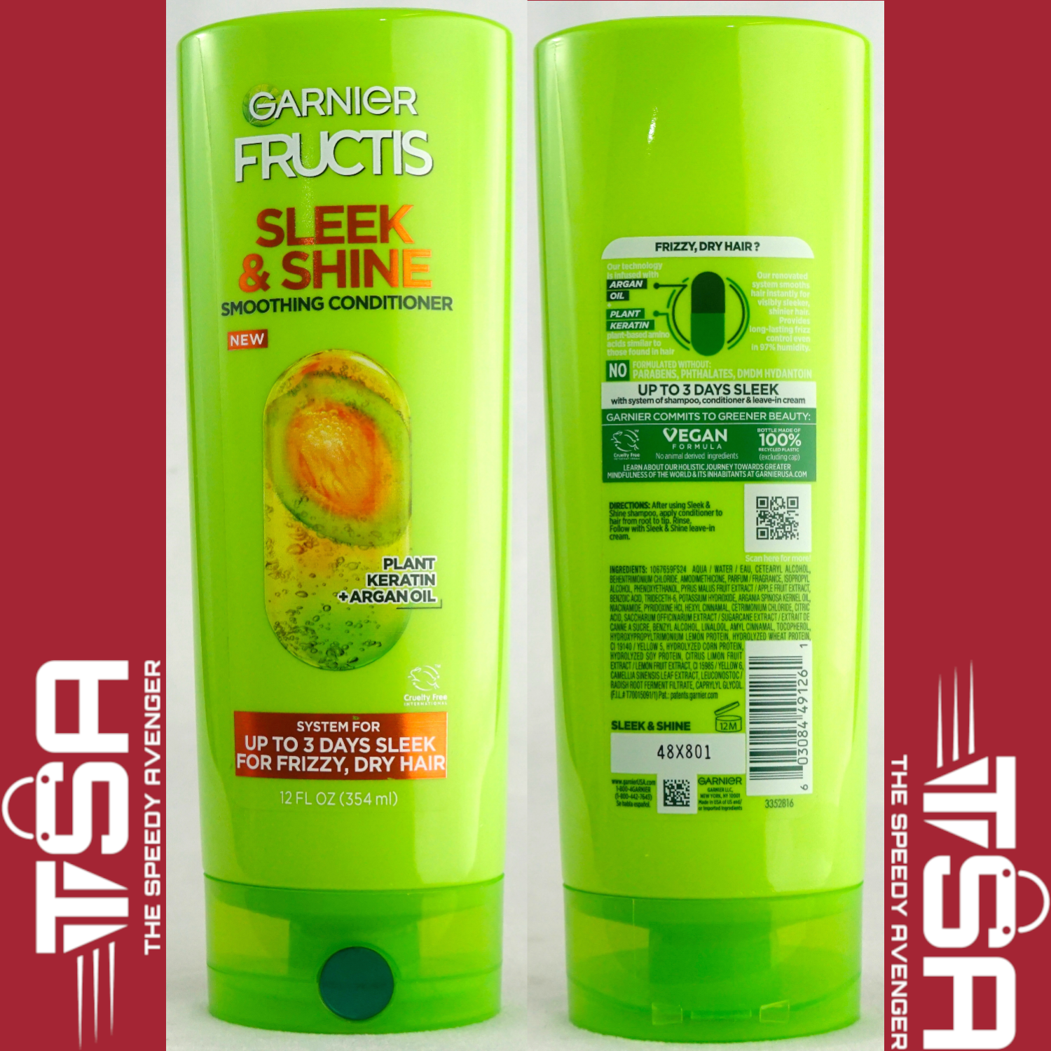 12oz Garnier Fructis Sleek & Shine Fortifying Conditioner for Frizzy, Dry Hair