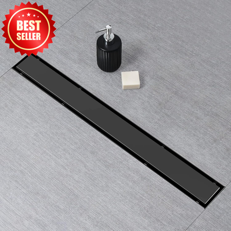 Linear Shower Drain Black 24 Inch Flat Tile Insert 2 in 1 Stainless Steel US