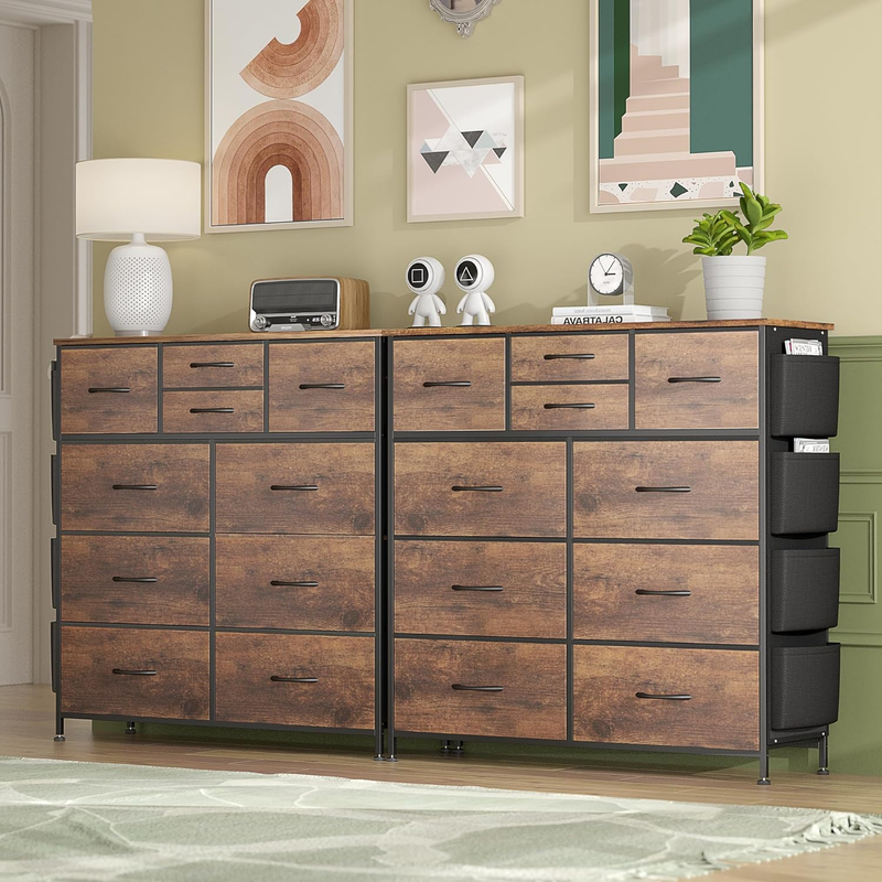 Dresser for Bedroom with 10 Drawers, Chest of Drawers with Side Pockets and Hook