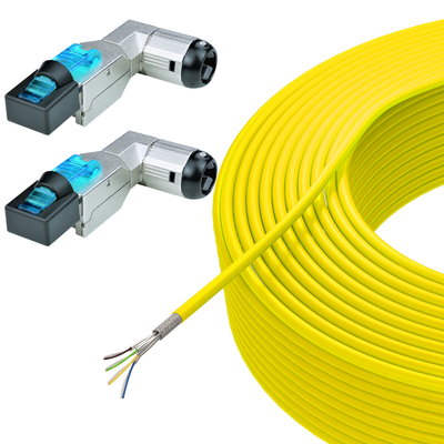 Netzwerkkabel UV-beständig 50m Cat7 Universal & 2x Cat6a Winkel RJ45 LAN Stecker