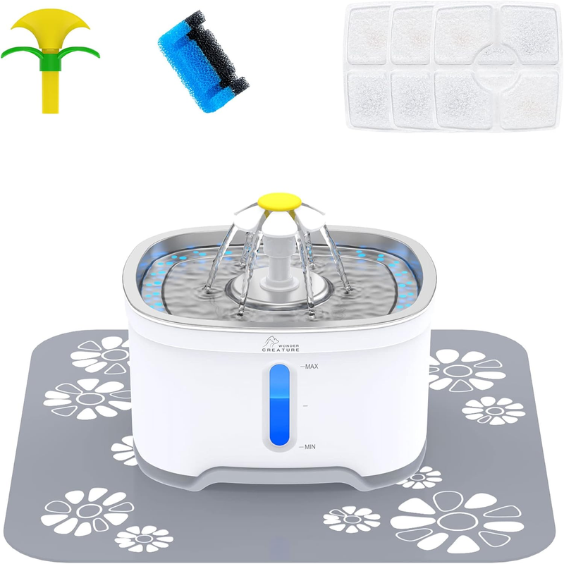 Cat Water Fountain Stainless Steel, 84Oz/2.5L Automatic Pet Water Fountain with