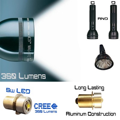 Ultra-Bright 350 Lumen Maglite LED Upgrade Bulb 3-6 Cell C & D Model Conversion