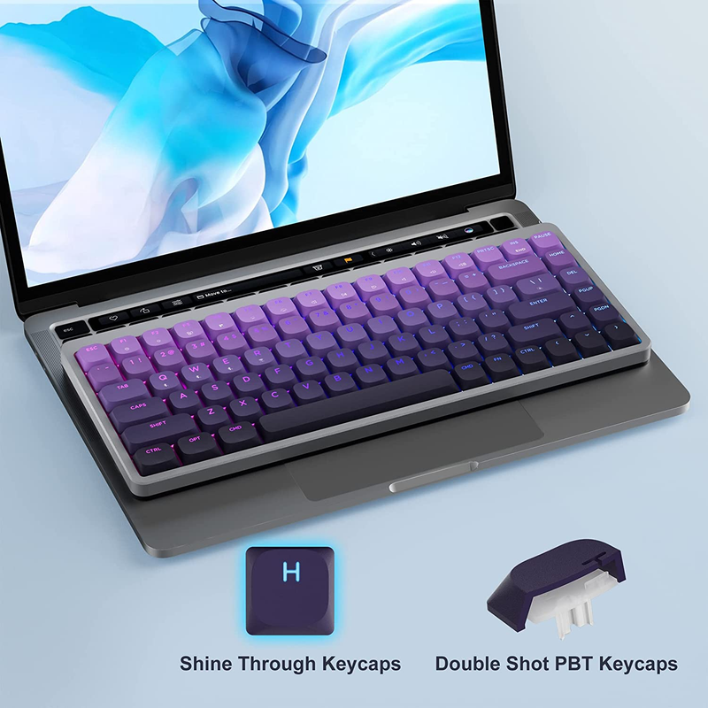 XVX 75% Keyboard, Low Profile Mechanical Keyboard Purple, Bluetooth/2.4Ghz/Wired