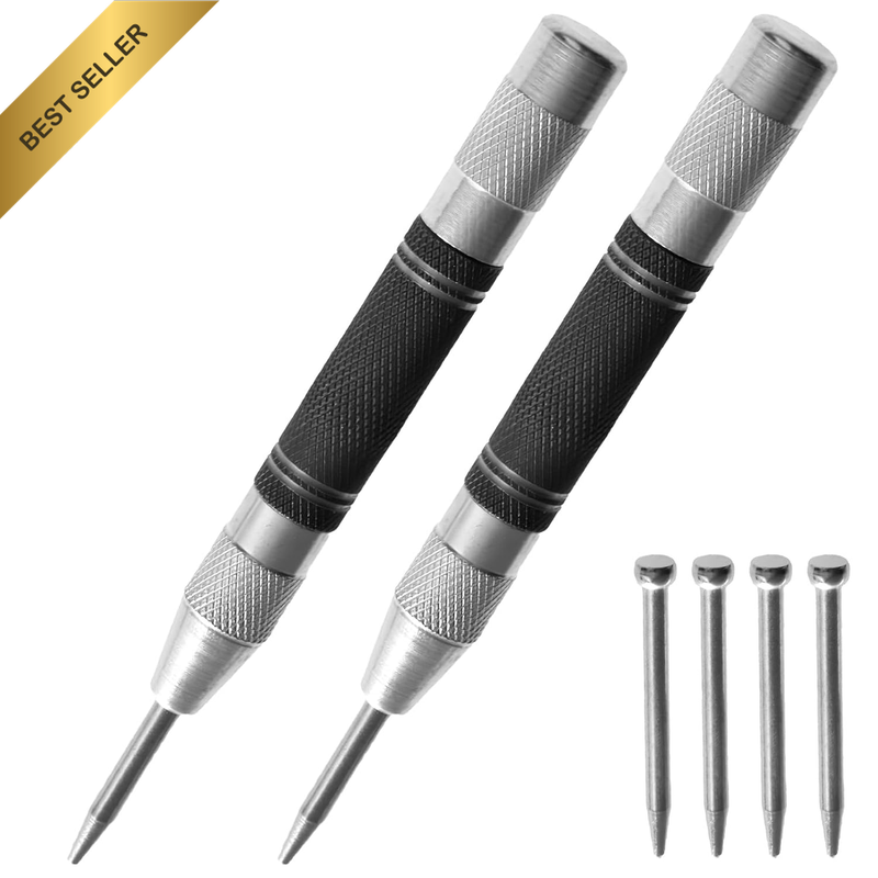 Automatic Centre Punch Set 2 Pieces Spring Loaded Metal Marking Tool with Adjust