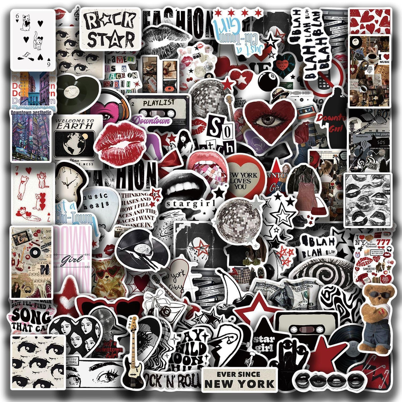 100Pcs Aesthetic Downtown Girls Stickers Pack Cool Trendy Y2K Stickers for Water
