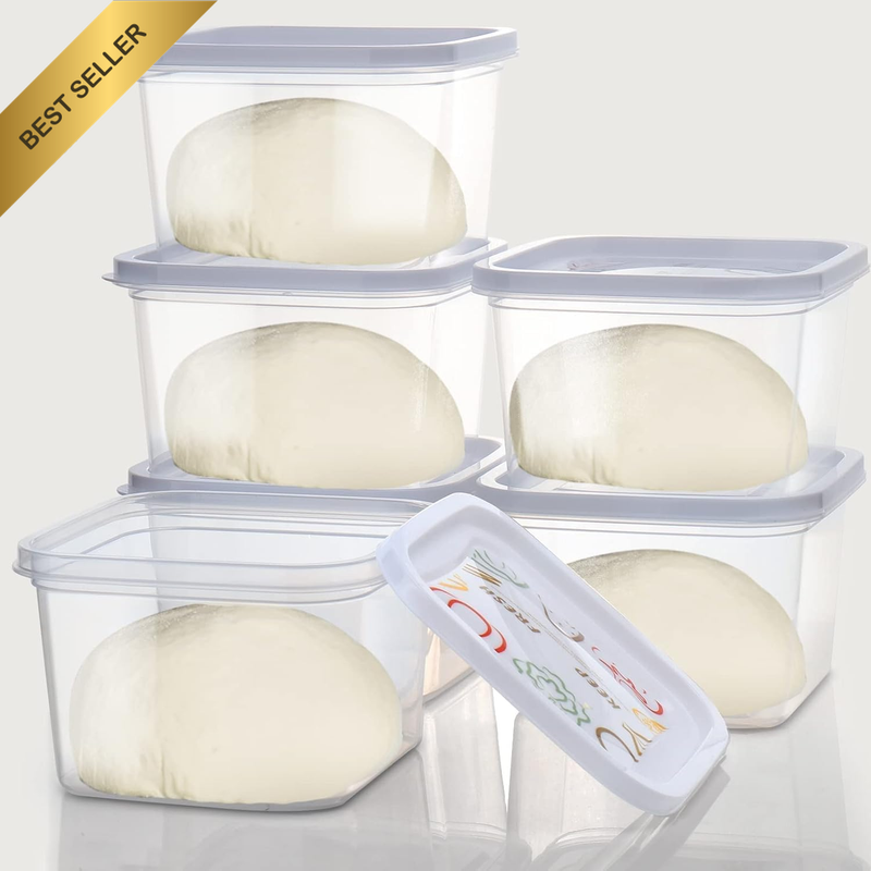 Small Pizza Dough Proofing Box with Sealing Lids, Set of 6 Pizza Dough Container