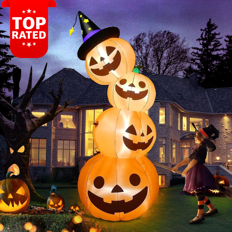 7.9FT Halloween Inflatable Stacked Pumpkins Outdoor Yard Decor Garden Decoration