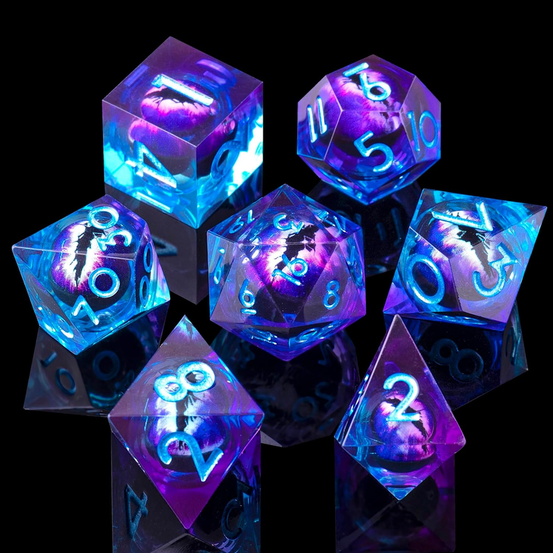 Beholder'S Eye DND Dice- Dragon Eye Liquid Core Sharp Edge Handmade Dice Set for