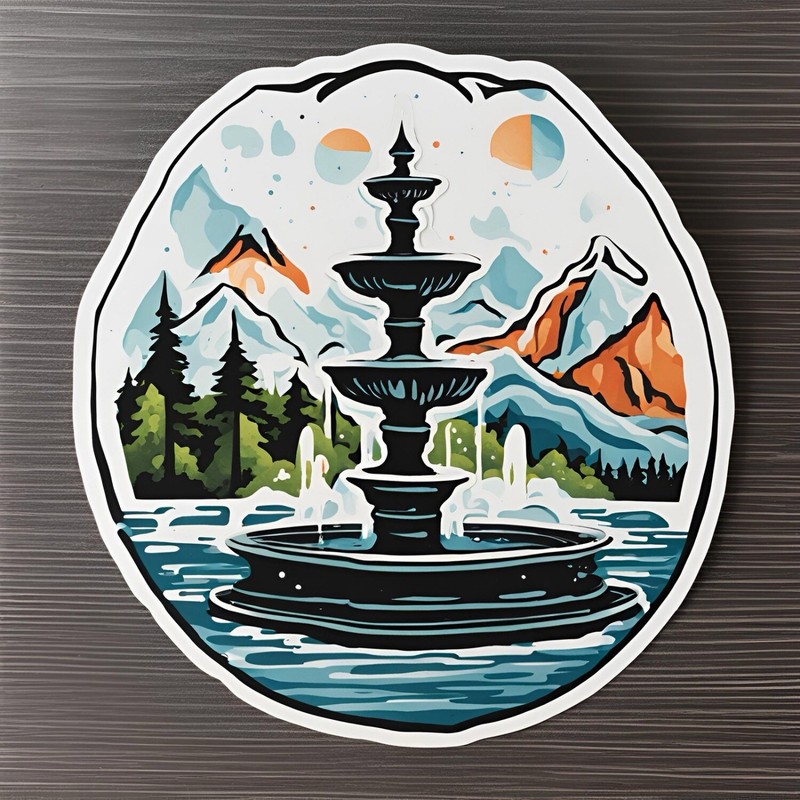 3x2.3” Water Fountain Mosaic AMAZING STICKER!