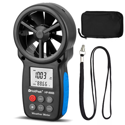 Digital Anemometer Wind Speed Gauge Meter 0.3-30M/s Temperature Wind Chill Test 