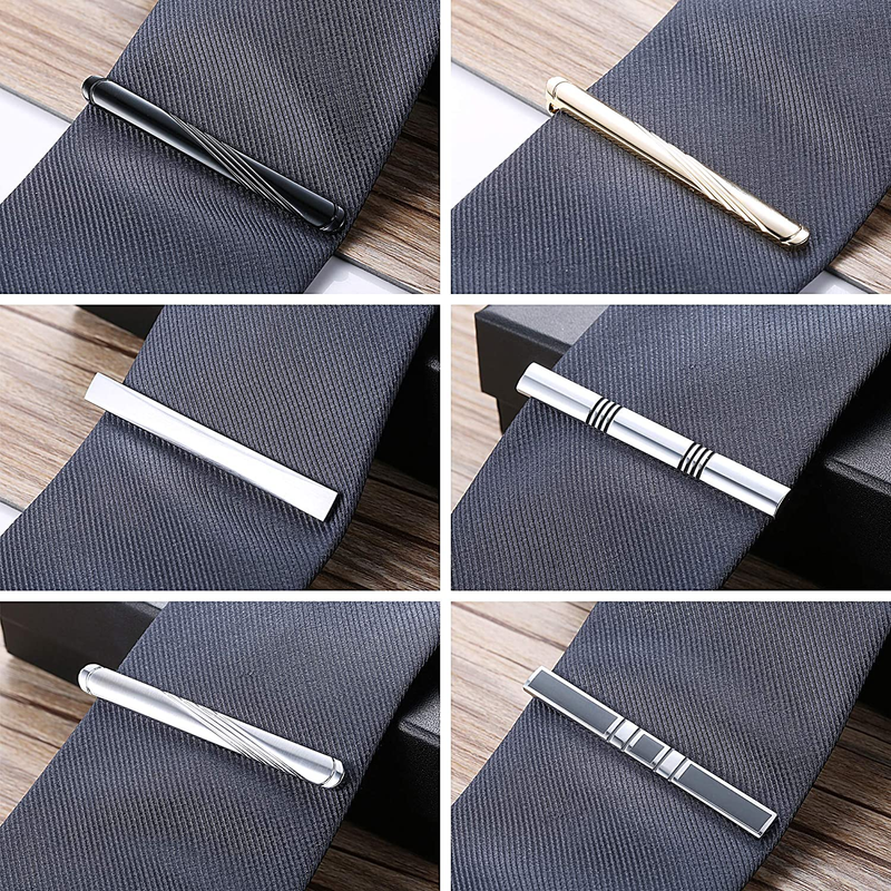 12PCS Mens Tie Clips Set, Black Tie Bar Clip, Wedding Business, Gift Box