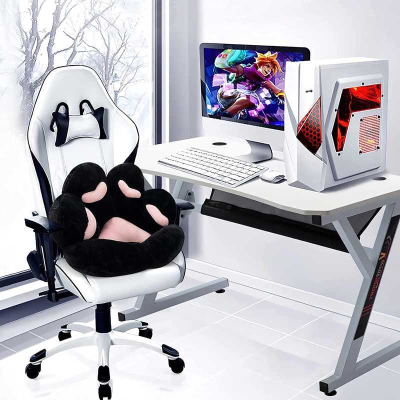 Kawaii Cat Paw Chair Cushion, Plush Lazy Pillow 28"X24", Cozy Floor Decor for Ga