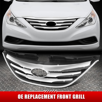 [Горизонтальная планка] Для 14 Sonata Type 1 Хромированная передняя решетка в стиле OE с прорезью для значка