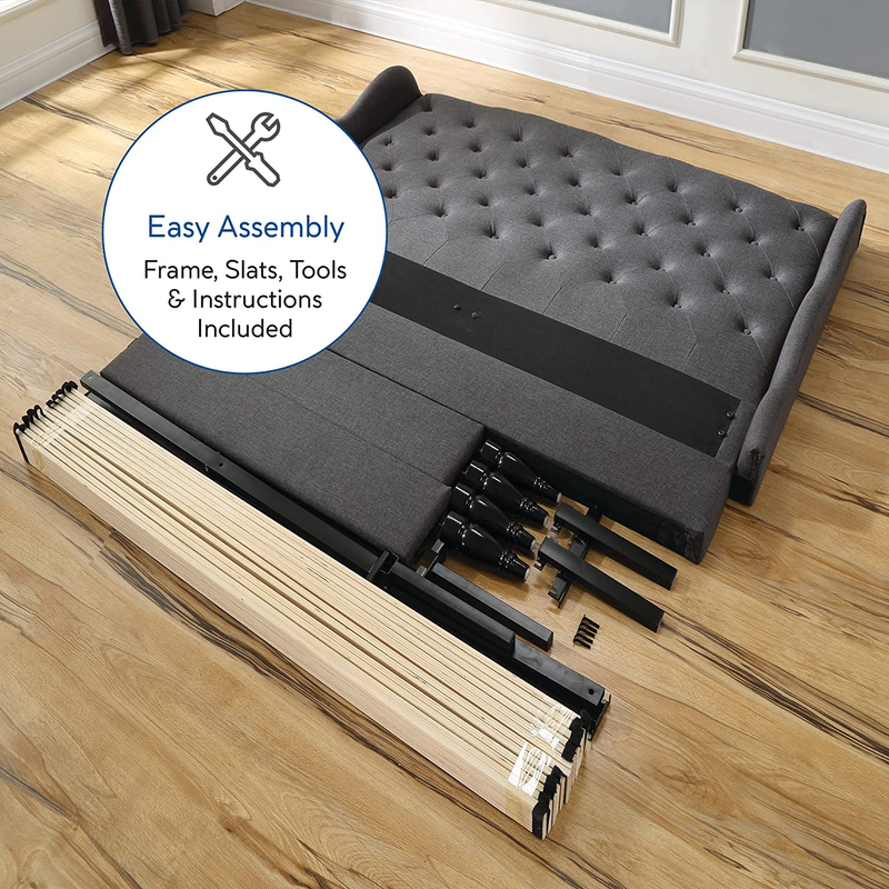Classic Brands Coventry Upholstered Platform Bed | Headboard and Metal Frame wit